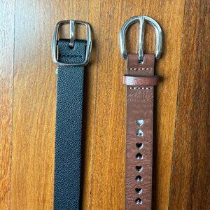 Two Girl's Belts - Black & Brown - Size XL